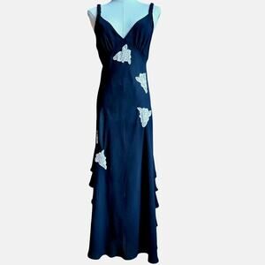 Jones New York VTG Y2K Lace Floral Babydoll Maxi Dress L Fairy Whimsigoth LBD